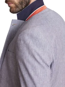 Blazer gris imprimé pied de poule à coupe ajustée fermé par deux boutons