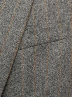 Blazer gris uni droit à col cranté et à manches longues épais