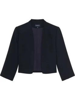Blazer marine à coupe droite pourvu de manches longues avec petite fentes