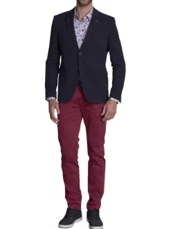 Blazer marine uni avec une coupe droite à col v et des manches longues