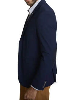 Blazer marine uni avec une coupe droite et des manches longues