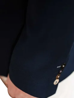 Blazer marine uni à coupe slim avec col cranté et fermeture à 2 boutons