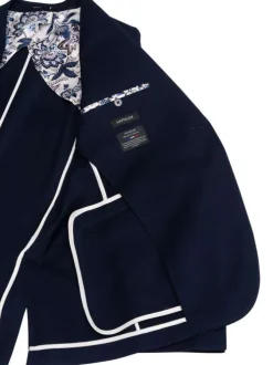 Blazer marine uni à coupe slim avec col cranté et fermeture à 2 boutons