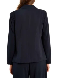 Blazer marine uni pourvu d'un col à revers et de manches longues