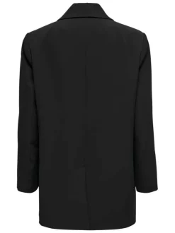 Blazer noir uni avec une coupe droite à col v et des manches longues