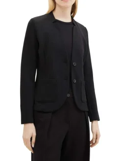 Blazer noir uni coupe droite col à cran et des manches longues