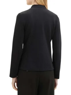 Blazer noir uni coupe droite col à cran et des manches longues