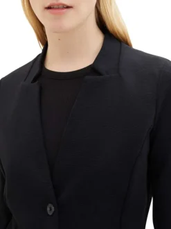Blazer noir uni coupe droite col à cran et des manches longues
