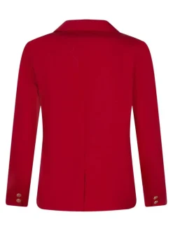 Blazer rouge uni pourvu d'un col à revers et d'une coupe droite