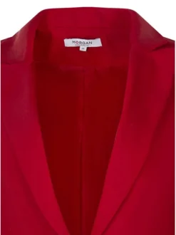 Blazer rouge uni pourvu d'un col à revers et d'une coupe droite