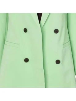 Blazer vert à double bouton avec une coupe ajustée et un col cranté