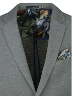 Blazer vert texturé avec une coupe ajustée et un col cranté à revers