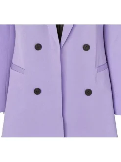 Blazer violet à double bouton avec un col cranté et une coupe ajustée