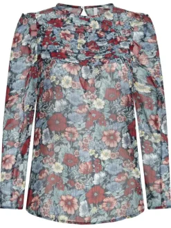 Blouse femme droite à imprimé floral multicolore