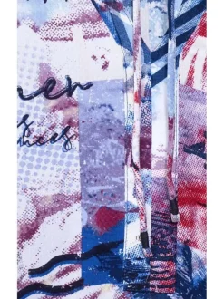 Blouse multicolore avec imprimé abstraits et col v à manches longues