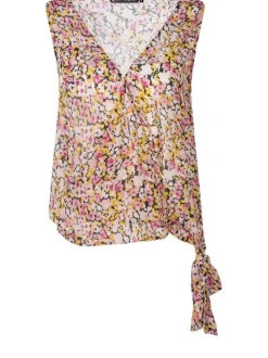 Blouse rose pour femme avec imprimé liberty coupe évasée