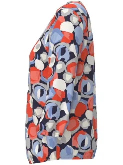 Blouse rouge imprimé tacheté à coupe droite col v et à manches longues