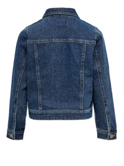 Blouson bleu pour fille en jean coupe droite avec un effet délavé