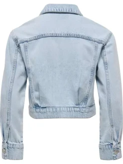 Blouson en jean en coton stone uni pourvu d'une coupe droite et d'un col chemise