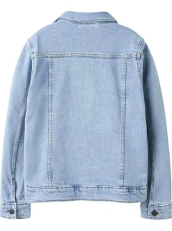 Blouson en jean stone uni pourvu d'une coupe droite et d'un col chemise