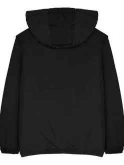 Blouson noir à tissu déperlant avec col à capuche et zip tricolore