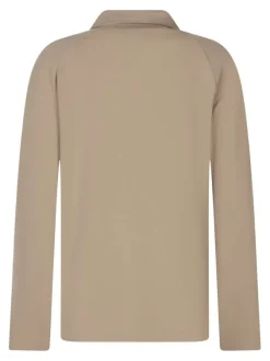 Blouson beige uni avec une coupe droite et des manches longues