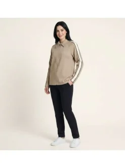 Blouson beige uni avec une coupe droite et des manches longues