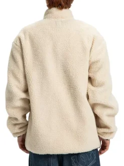 Blouson beige uni en maille effet sherpa et fermeture à glissière