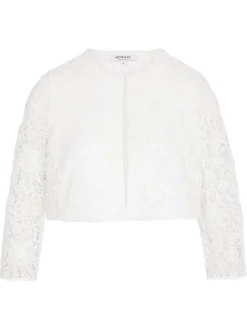 Blouson blanc uni pourvu d'une coupe droite et d'un col rond