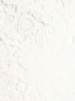 Blouson blanc uni pourvu d'une coupe droite et d'un col rond