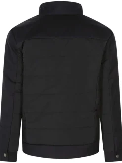 Blouson bleu marine matelassé avec un col montant et 3 poches zippées