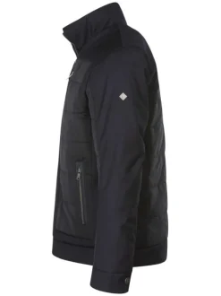 Blouson bleu marine matelassé avec un col montant et 3 poches zippées