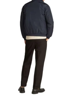 Blouson bleu marine uni avec une coupe droite et un col montant