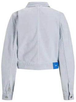 Blouson ciel en coton uni à col chemise et manches longues avec boutons argentés