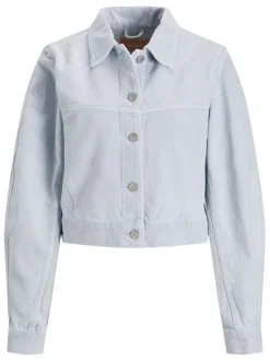 Blouson ciel en coton uni à col chemise et manches longues avec boutons argentés