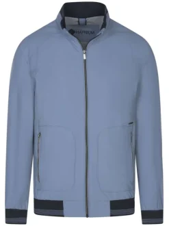 Blouson ciel uni zippé avec coutures apparentes coupe droite col montant
