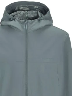 Blouson coupe vent bleu uni à coupe ajustée avec col à capuche