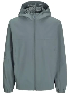 Blouson coupe vent bleu uni à coupe ajustée avec col à capuche