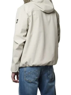 Blouson écru uni avec une coupe droite à col à capuche et des poches