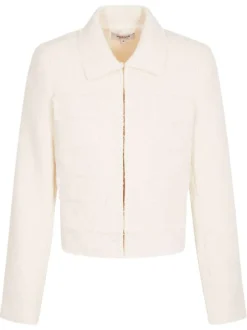 Blouson écru uni avec une coupe droite et des manches longues