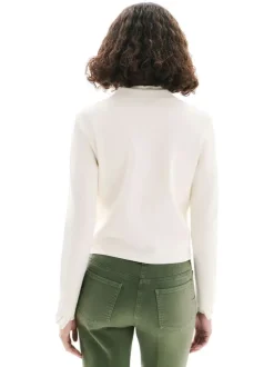 Blouson écru uni à coupe droite avec un col à revers et des boutons