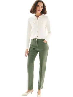 Blouson écru uni à coupe droite avec un col à revers et des boutons