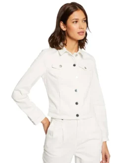 Blouson écru uni pourvu d'une coupe droite et de multiples poches