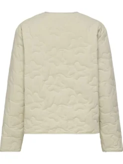 Blouson écru uni pourvu d'une coupe droite et d'un col rond