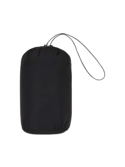 Blouson déperlant noir avec col à capuche, zip tricolore et logo de la marque