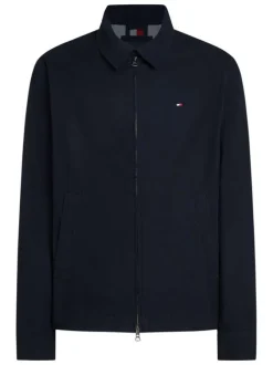 Blouson en better coton initiative marine uni zippé droit et col à revers