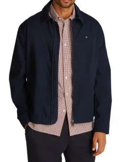 Blouson en better coton initiative marine uni zippé droit et col à revers