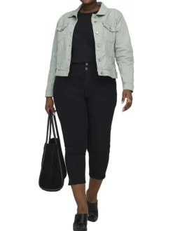 Blouson en coton biologique vert uni avec une coupe ajustée