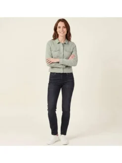 Blouson en coton biologique vert uni avec une coupe ajustée