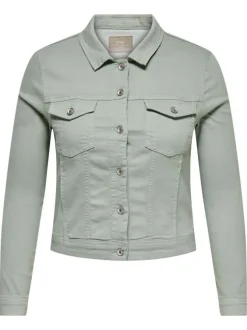 Blouson en coton biologique vert uni avec une coupe ajustée